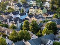 Aerial shot of neighborhood